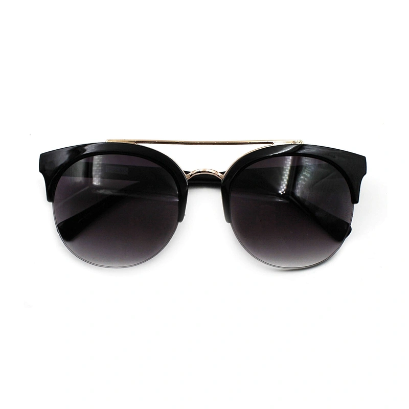 Fashionable retro round lens half frame sunglasses