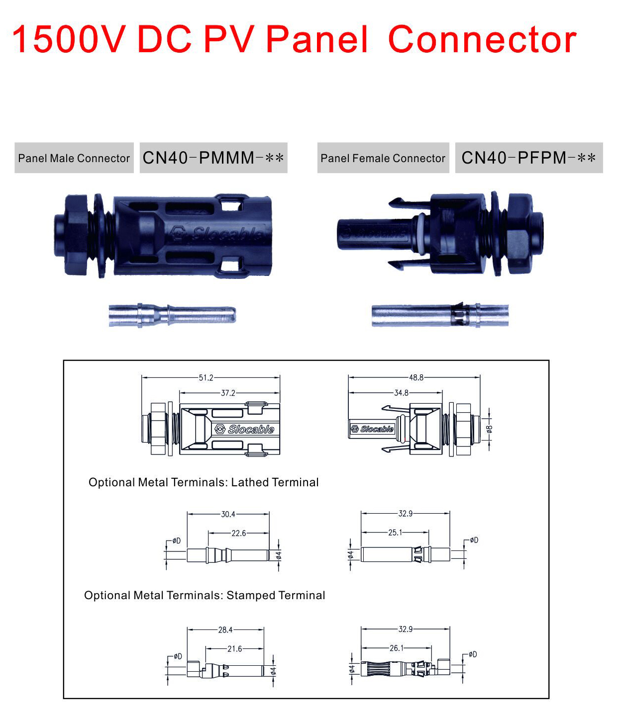 1500V DC PV Panel Connector for Solar Panel