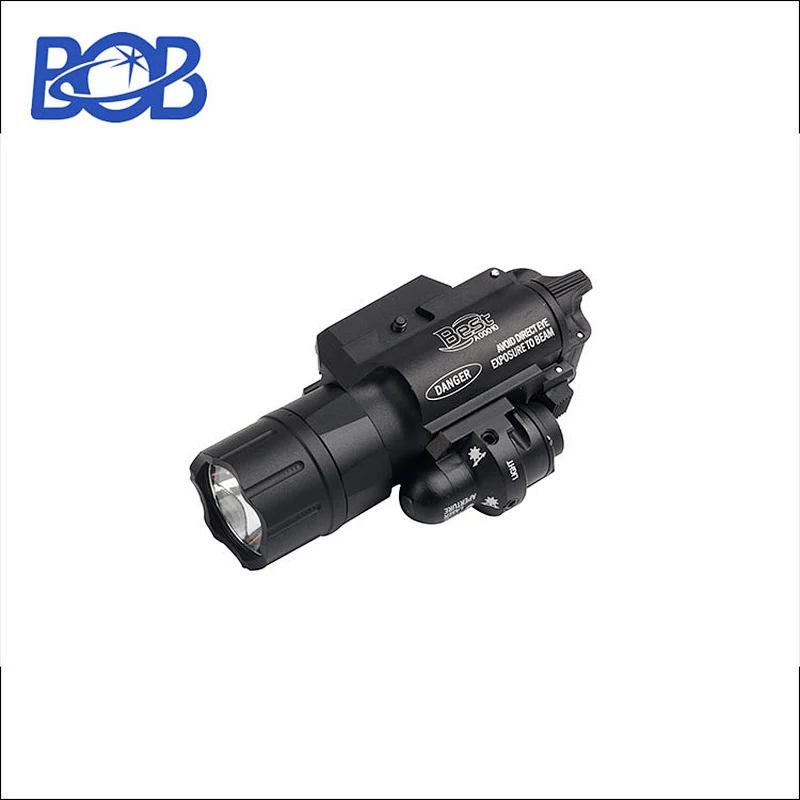 JG-2 420 Lumens Tactical Flashlight Red Laser Sight for Picatinny Rail