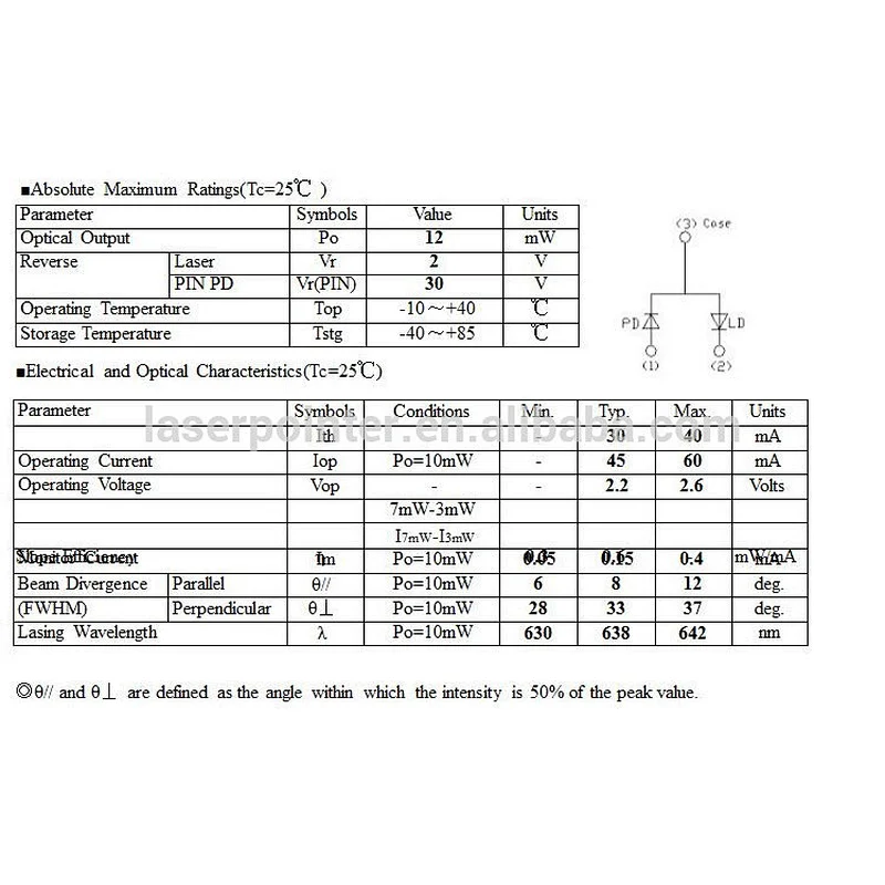 BOB LD professional 635 nm 5mw / 10mw TO18 5.6mm Red laser diode 635nm