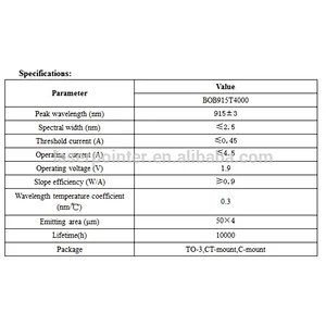 bob diode laser 915nm C-mount/TO-3 infrared LD 915nm 4w laser diode
