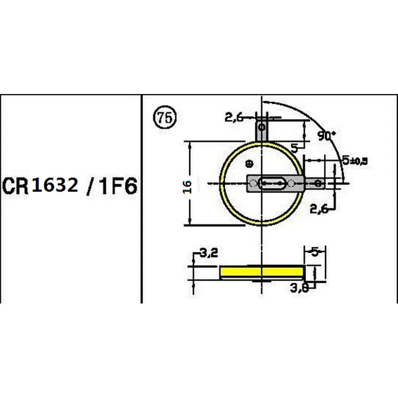 CR1632 3V Coin Lithium Battery for VX510 VX520 with Solder Tabs for POS machine