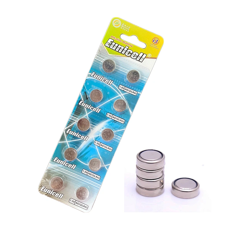 High Capacity Alkaline battery 0% hg lr43 186 ag12 watch battery Eunicell