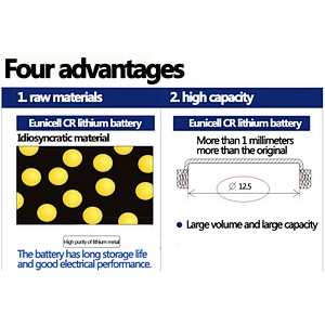 Micro cr1220 3v 40mah lithium button cell battery for medical instruments