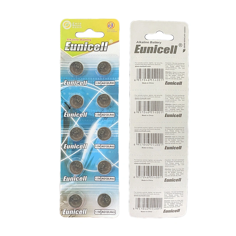 Non-rechargeable lr43 / AG12 Alkaline button cell battery AG12 A86 V12GA L1142