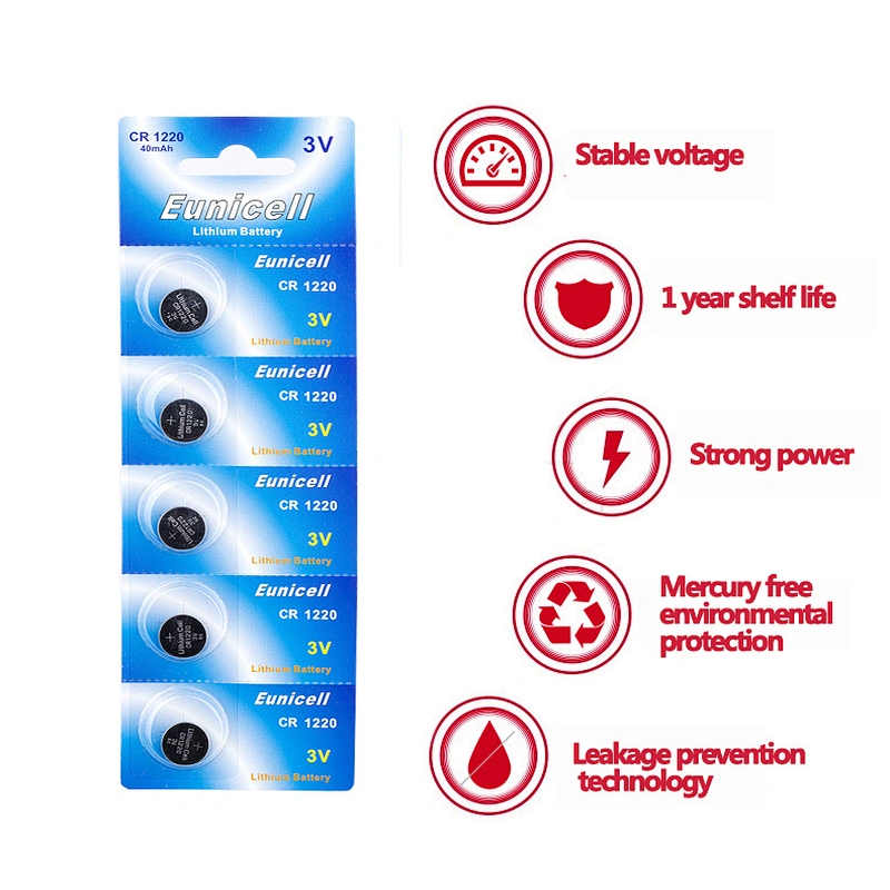 Eunicell CR1220 Lithium Manganese Dioxide Primary Coin Cell Battery