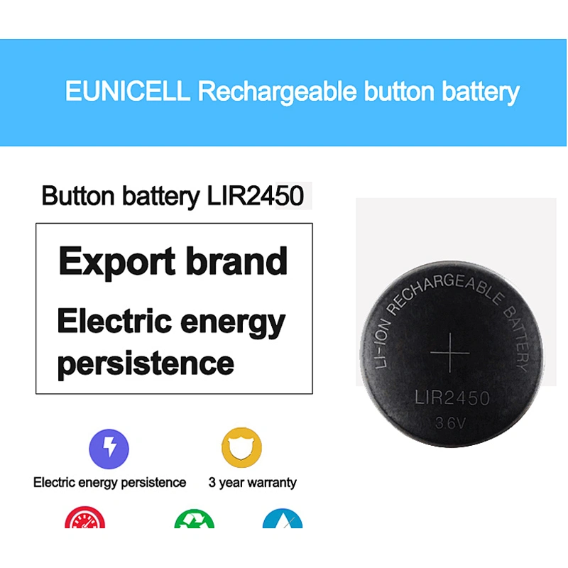 LIR2450 3.6V lithium ion button cell battery