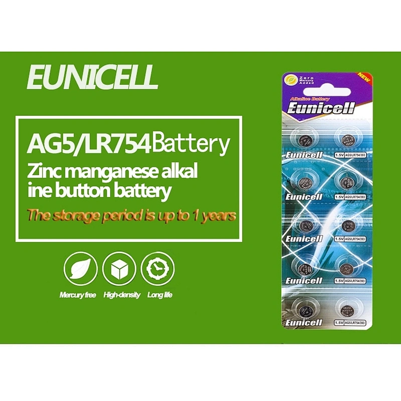 Mercury free ag5 1.55volt alkaline battery lr750 l750 button cell battery