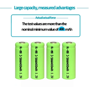 AAA 1.2V 400mAh rechargeable battery for flashlight