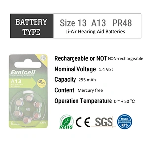 A10 A13 A312 A675 Mercury-Free batteries