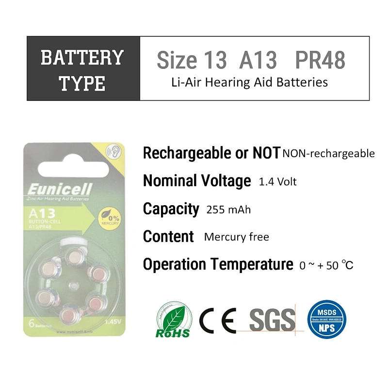 A10 A13 A312 A675 Mercury-Free batteries