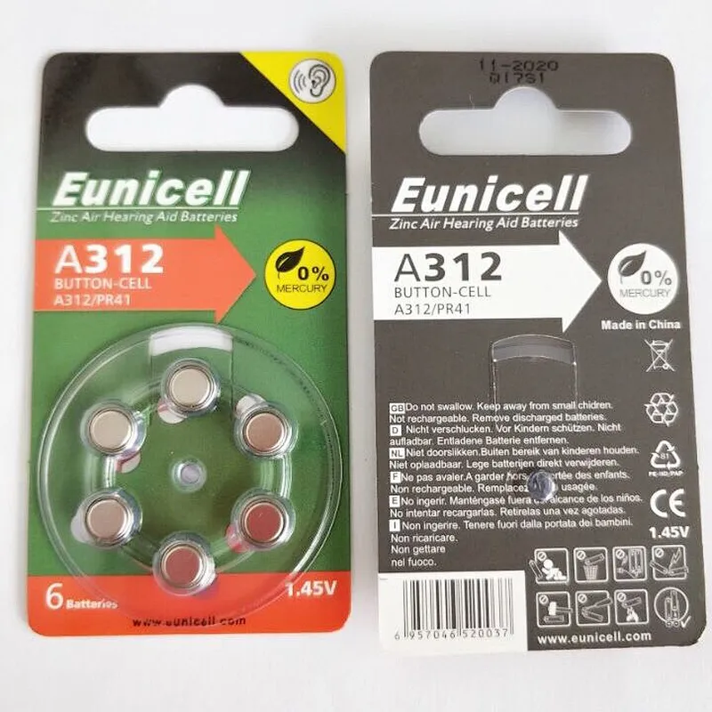 High performance hearing aid battery a312 pr41