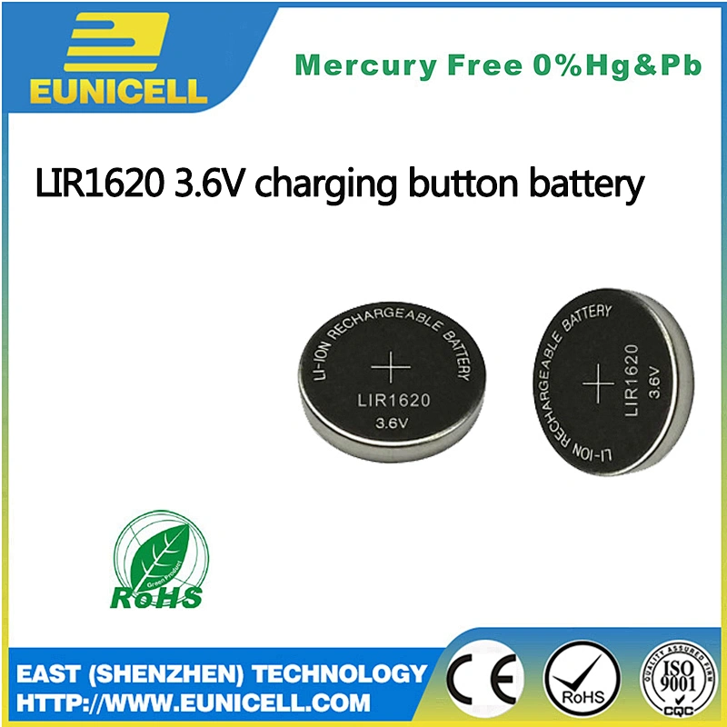 Long Cycle Life Rechargeable Button cell Battery LIR1620 3.6v Lithium Ion Toy Battery