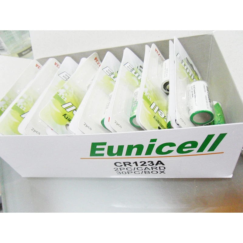 CR123A 3V 1500mAh Eunicell high quality lithium manganese battery for camera