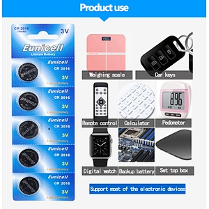 Eunicel Factory Supply Good Quality CR2016 3v lithium button batteries