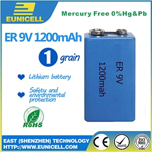 ER9V 9V  Lithium Thionyl Chloride Battery 1200mAh ER9V CR9V