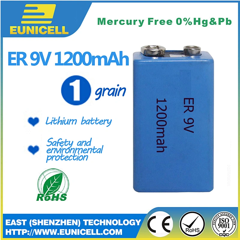 ER9V 9V  Lithium Thionyl Chloride Battery 1200mAh ER9V CR9V