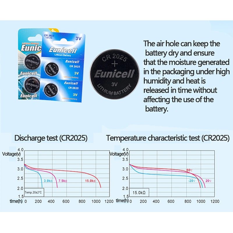 High capacity cell button 3 v lithium battery CR2025