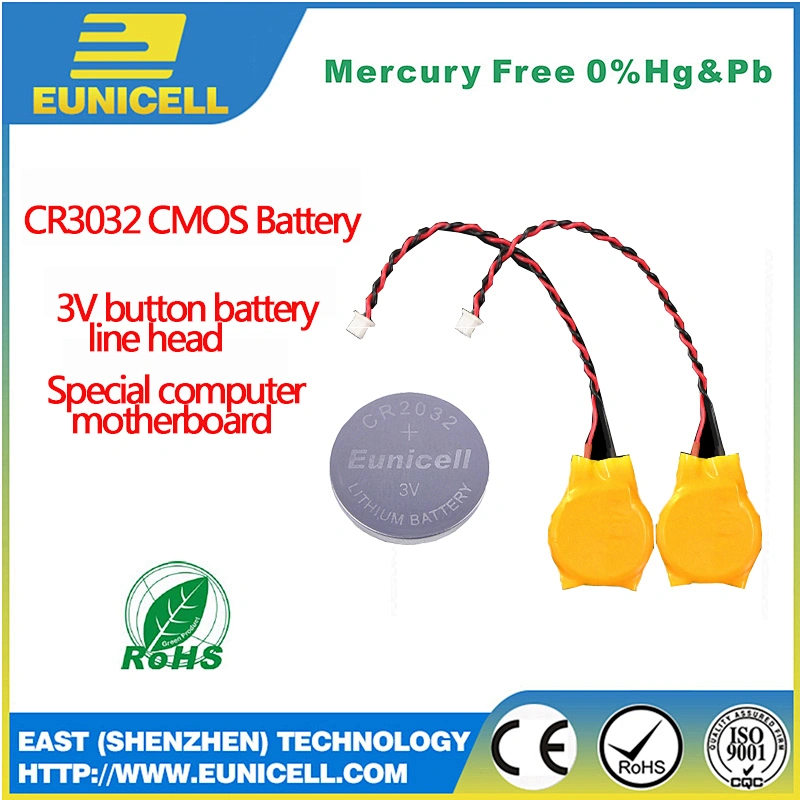3V Lithium Button cell CR3032 Battery with solder tabs/pins/legs for Memory Backup