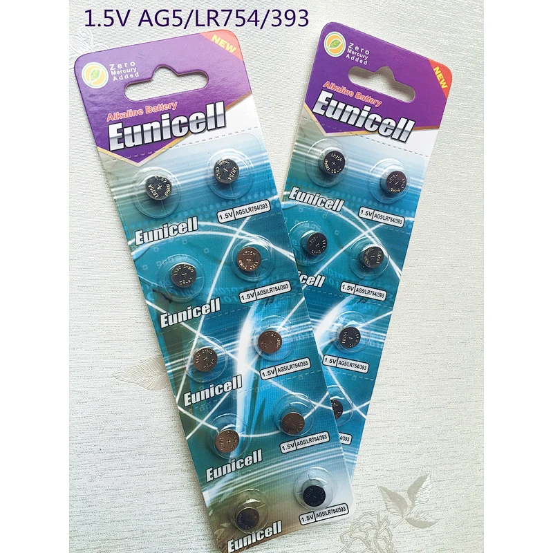 Mercury free 1.5v alkaline AG5 button cell battery LR750