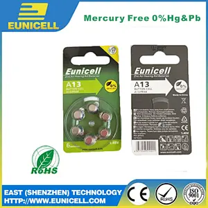Factory Price Hearing Aid Battery 1.45V A675 A10 A13 A312 Zinc Air Battery 6 Plastic Cards