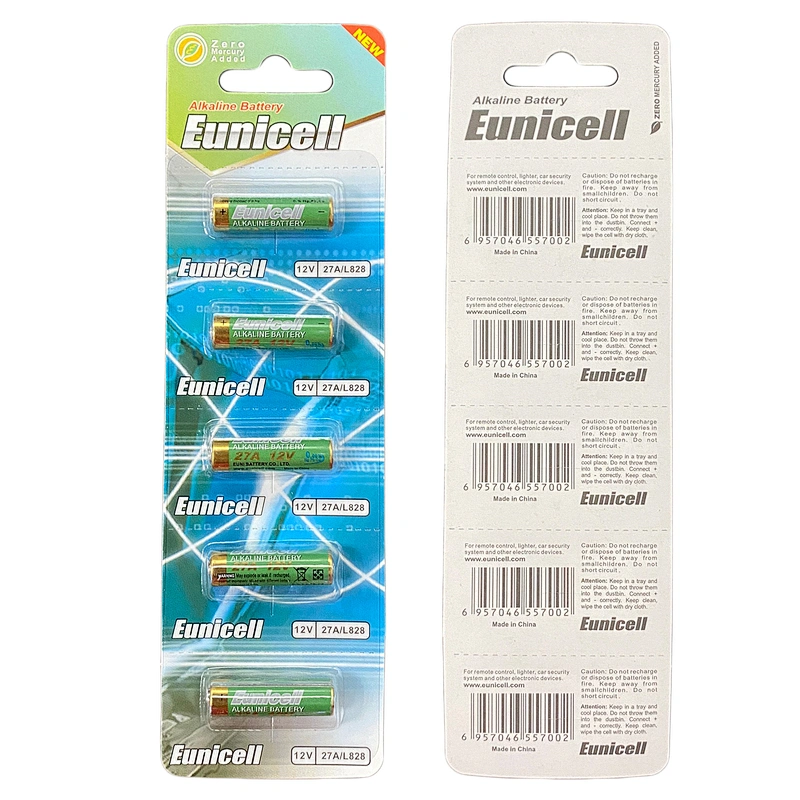 Eunicell A27 12V Battery 27AE 27A L828 MN28 LR27A 12V Alkaline Garage Door Battery 23A a23