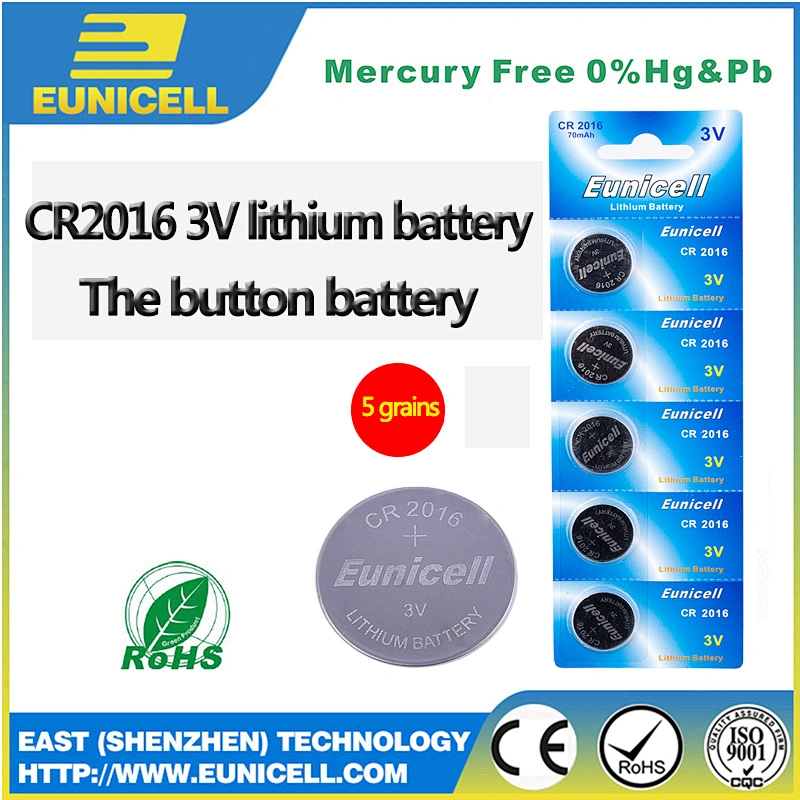 Eunicell CR2016 Lithium Manganese Dioxide Primary Coin Cell Battery