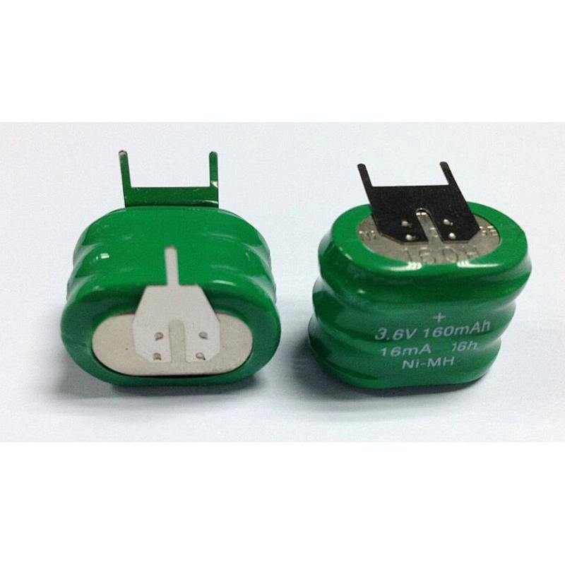 Hot Sale nimh rechargeable 3.6v 160mah  button cell battery solder tabs