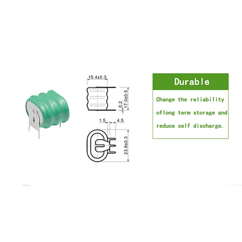 High quality 3.6V 160mAh Ni-MH Rechargeable Button Cell Battery