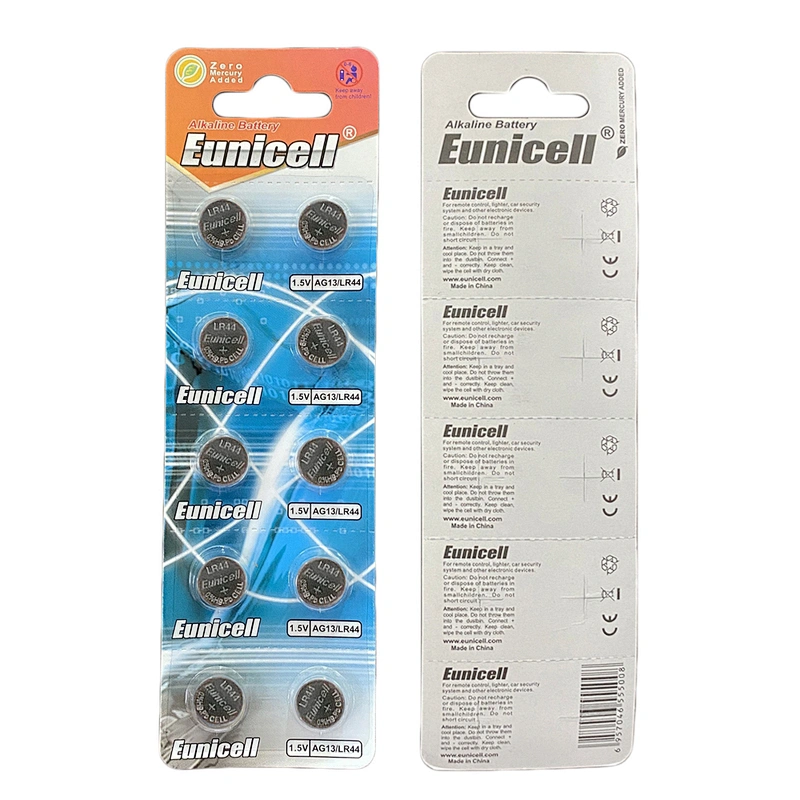 Eunicell Factory Supplier LR44 1.5V AG13 Batteries Alkaline Dry Battery Toys  Watch Flashlight