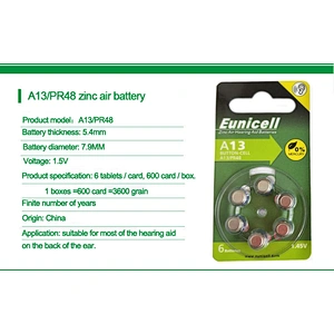 Factory price A312 A675 A10 A13 1.4 V button cell battery for hearing aids ZINC AIR