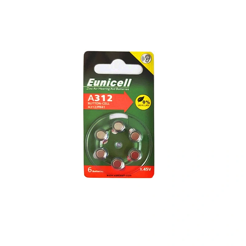Hearing aid  Battery A312 Dry Battery Eunicell Factory Supplier PR41 1.45V Zinc air battery