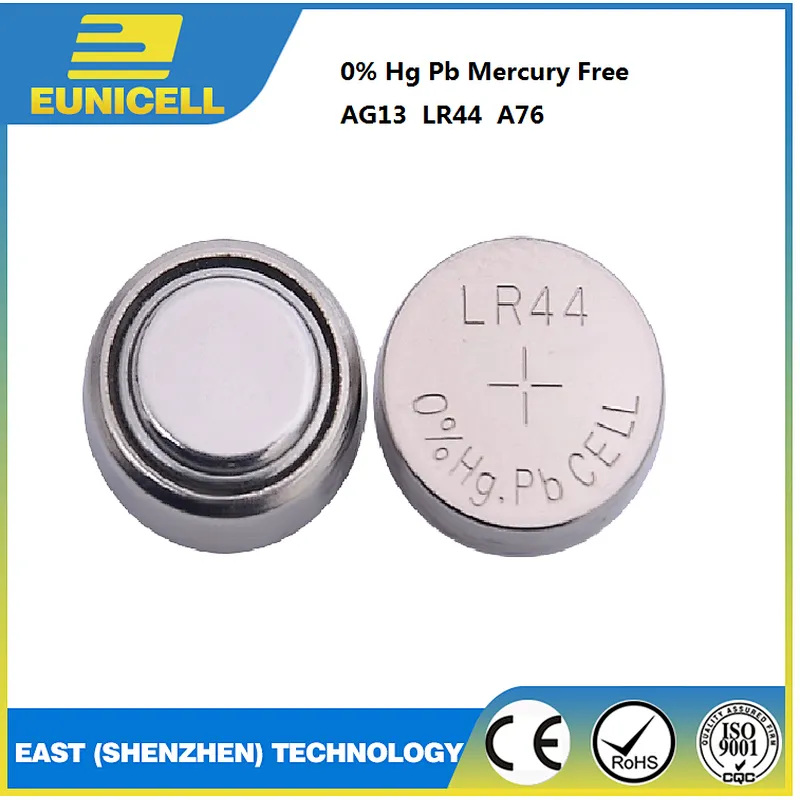 1.5v LR44 ag13 LR41 ag3 ag10  ag1 ag12 LR43 0% Hg Pb button cell battery Eunicell battery