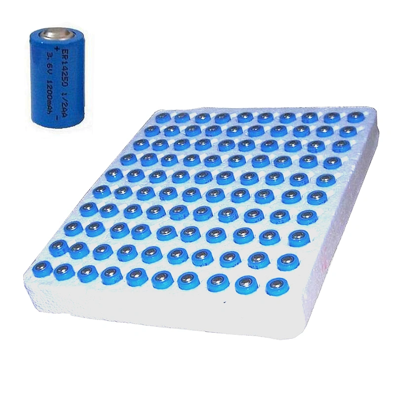 High Quality ER14250 1/2AA 3.6V 1200mAh Li/SOCI2 Lithium Battery