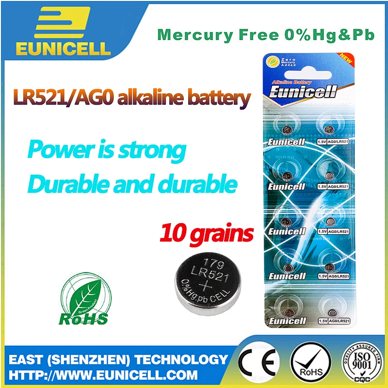 Mercury free 1.5V AG Series Button Cell Battery LR521 Ag0 For Watch/car/Calculator