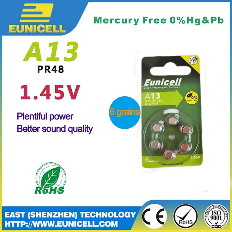 1.4V button cell zinc air battery A675 battery
