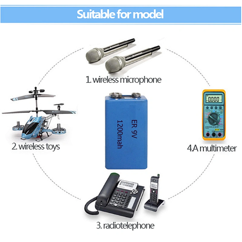 ER9V 9V  Lithium Thionyl Chloride Battery 1200mAh ER9V CR9V