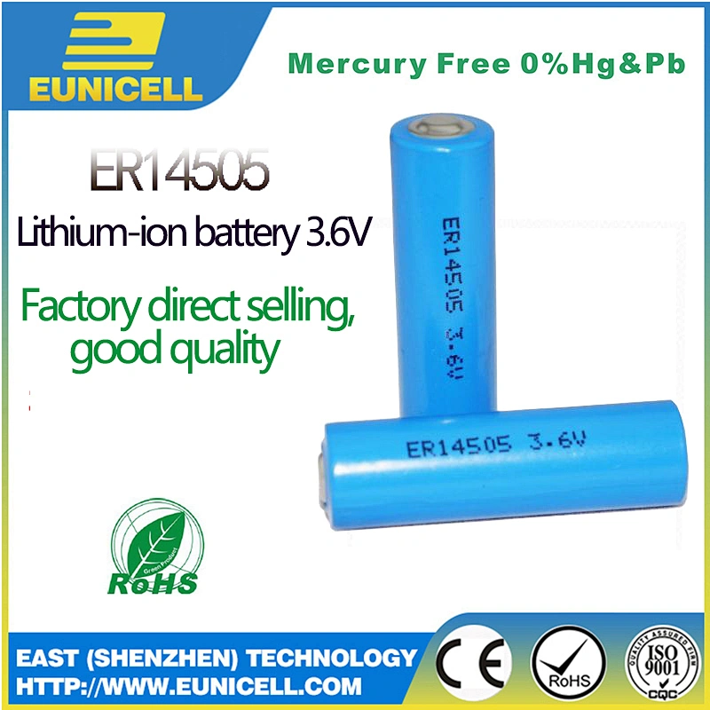Primary Eunicell 3.6V Li-SOCl2 AA Size ER14505 ER14505H  2400mAh  Lithium Battery
