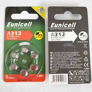A312 PR41 1.4v zinc air hearing aid battery Eunicell brand