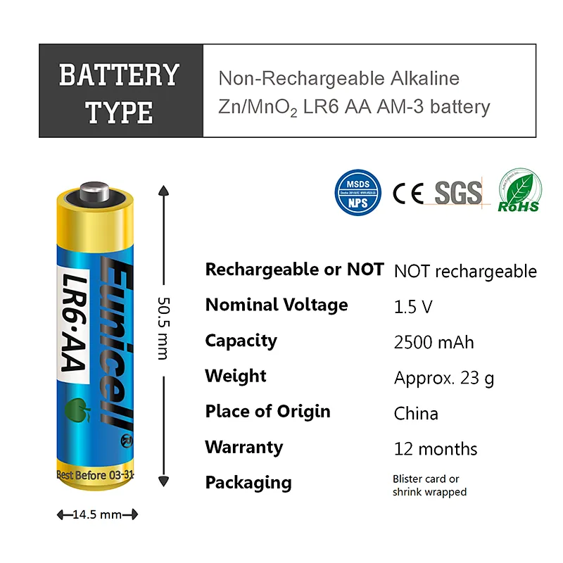 2020 new designed no5 alkaline battery 1.5v lr6 aa battery for sale