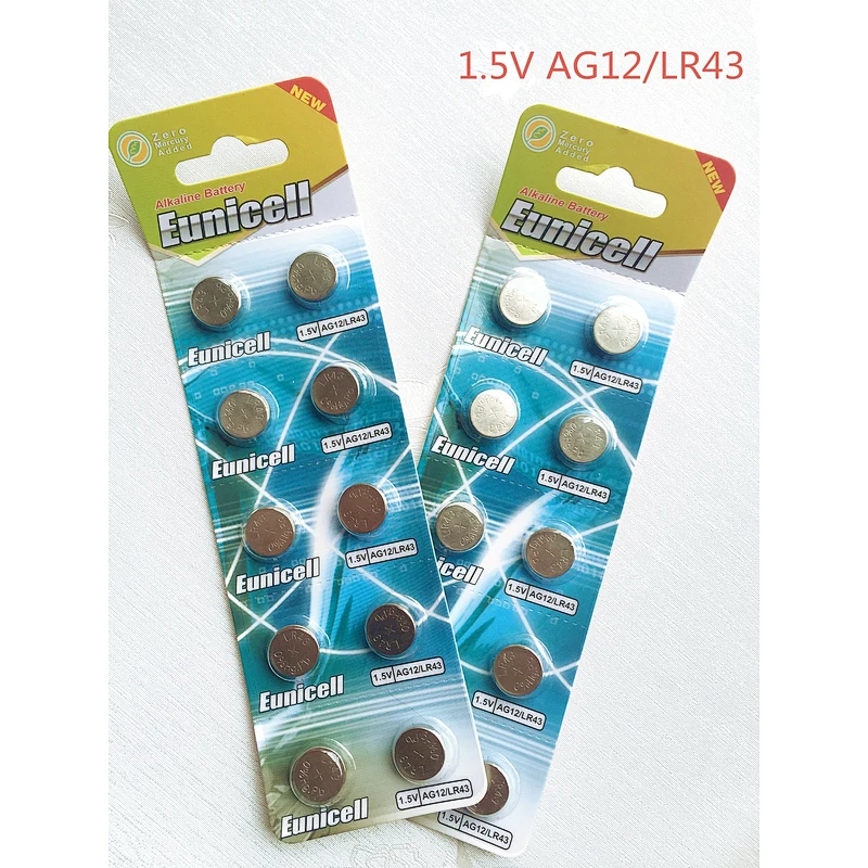 High Capacity Alkaline battery 0% hg lr43 186 ag12 watch battery Eunicell