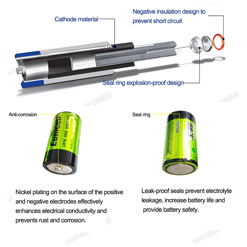 R14 SIZE C 1.5V 7200mAh Super Zinc Carbon Battery Cylindrical for Flashlight remote control