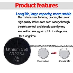 Lithium battery 3v cr2354 button cell with solder tabs pins
