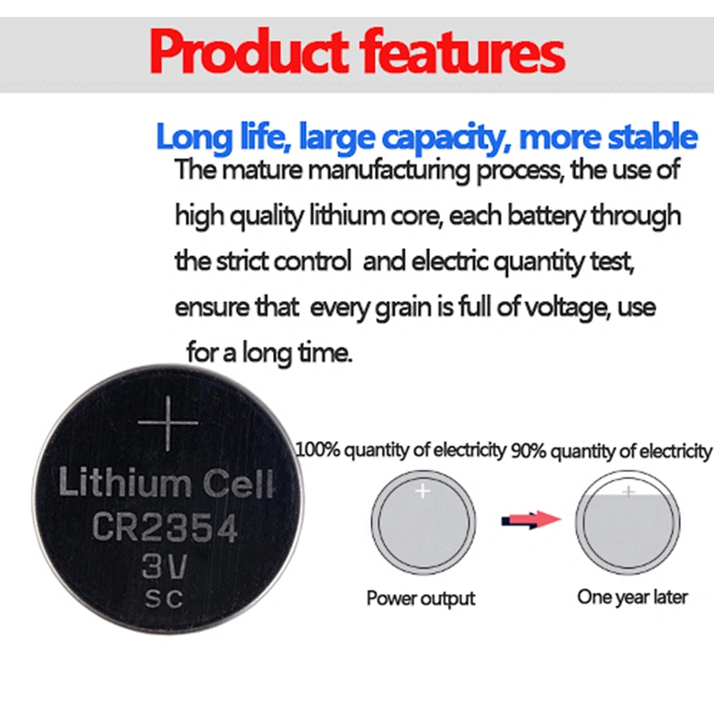 Lithium battery 3v cr2354 button cell with solder tabs pins