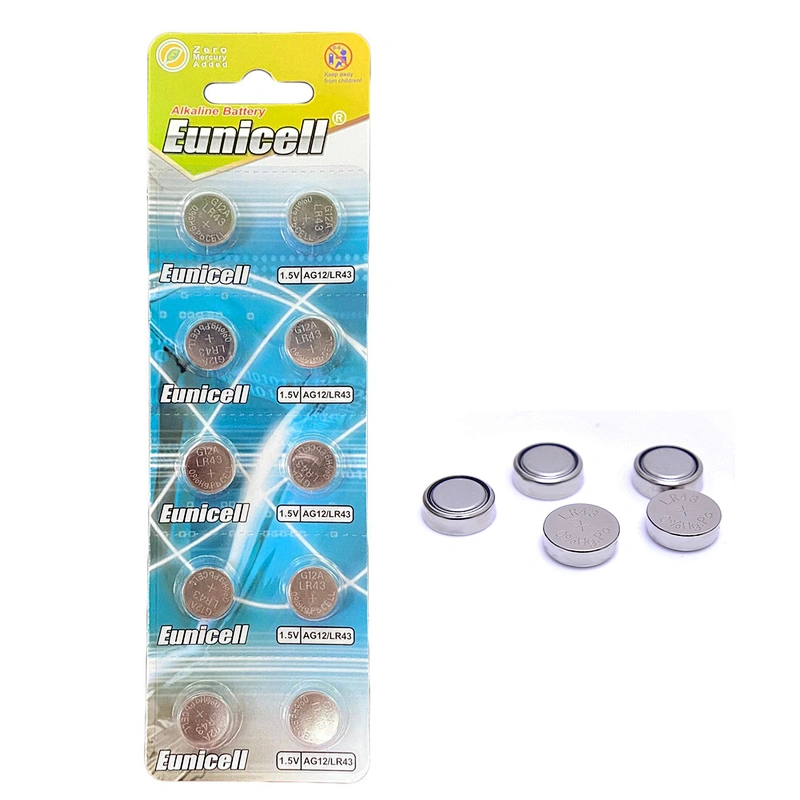 High performance LR43 AG12 1.5v alkaline button cell battery