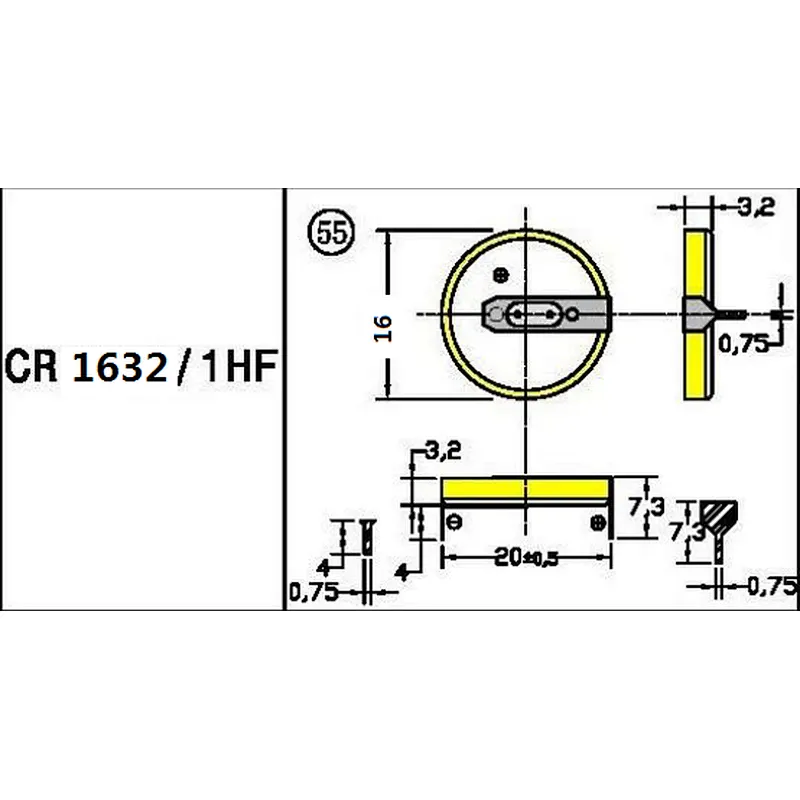 CR1632 3V Coin Lithium Battery for VX510 VX520 with Solder Tabs for POS machine