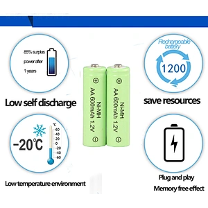 Eunicell 1.2v aa 600mah ni mh battery AAA NIMH rechargeable batteries