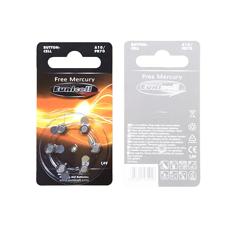 A10 PR70 1.45V 100mAh Zinc air Hearing aid Button Coin Battery