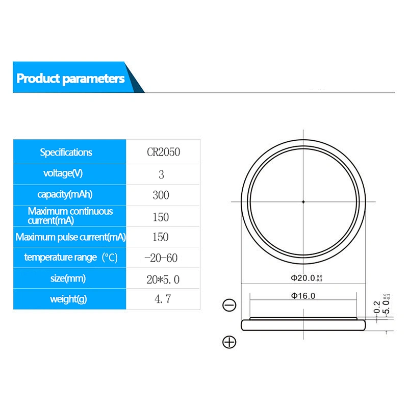 CR2050 button cell 3V CR2050 LIR2050 lithium primary battery