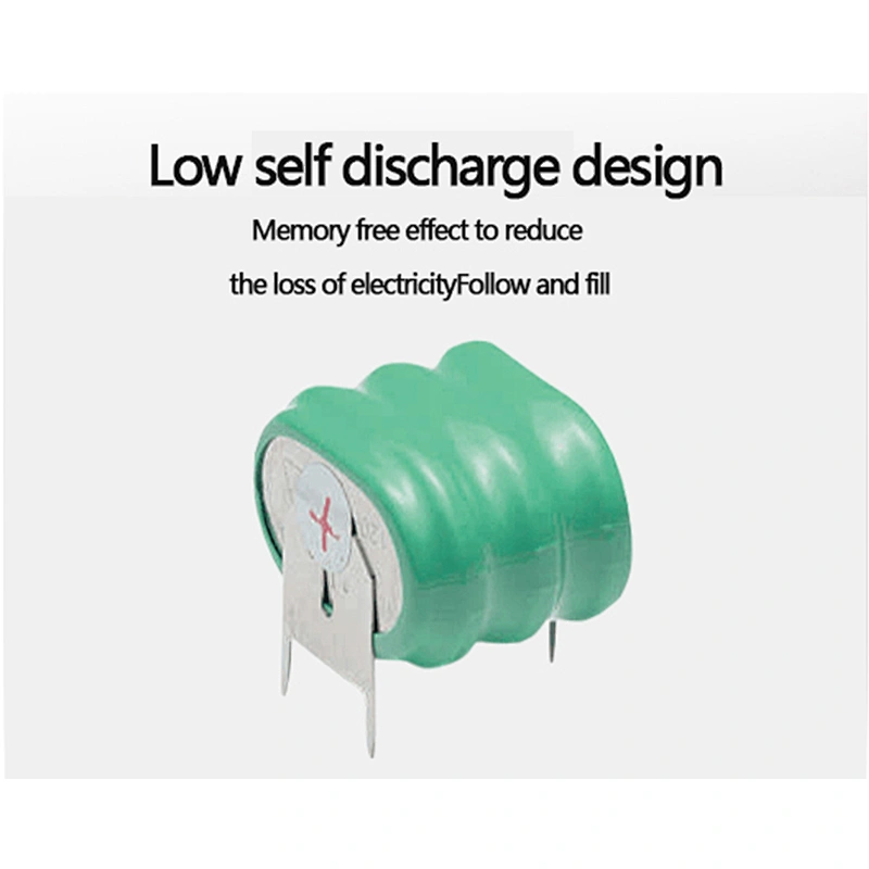 3.6v 80mah nimh rechargeable button cell battery with tabs